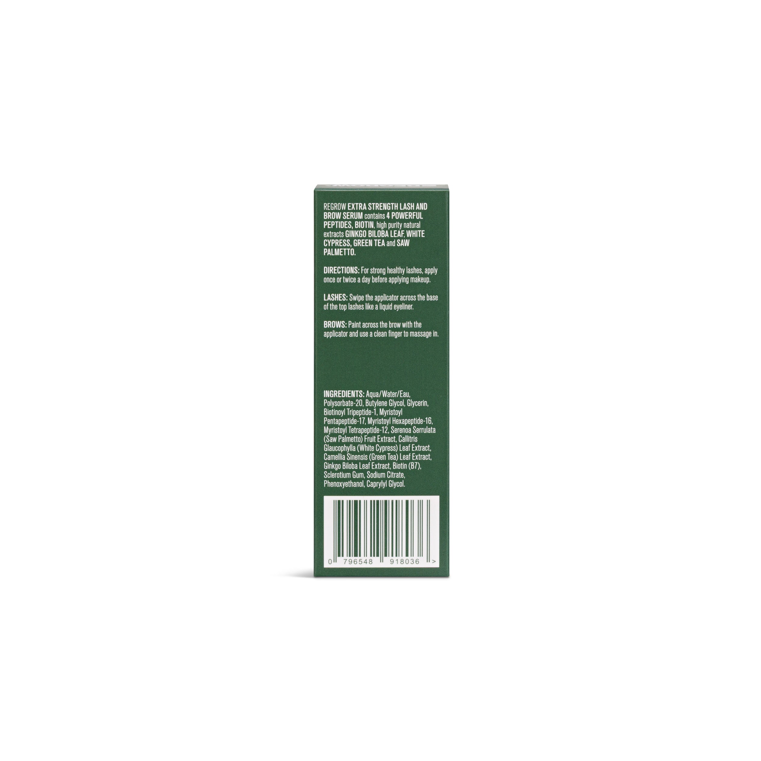 Green label with text and barcode on a white background