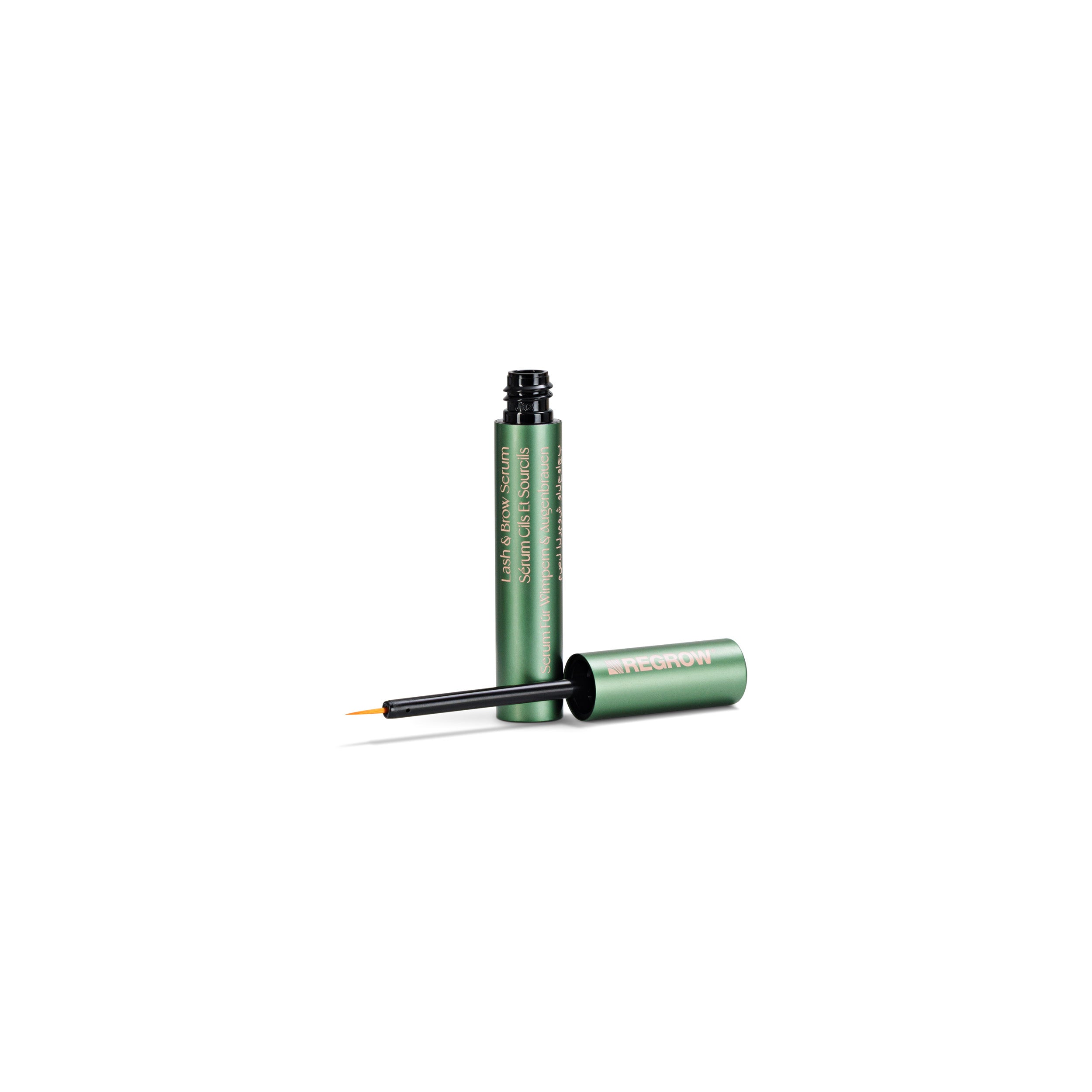 Green eyeliner pen with cap on a white background
